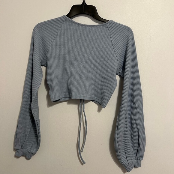 Blue Knit Cropped Sweater - Picture 2 of 2